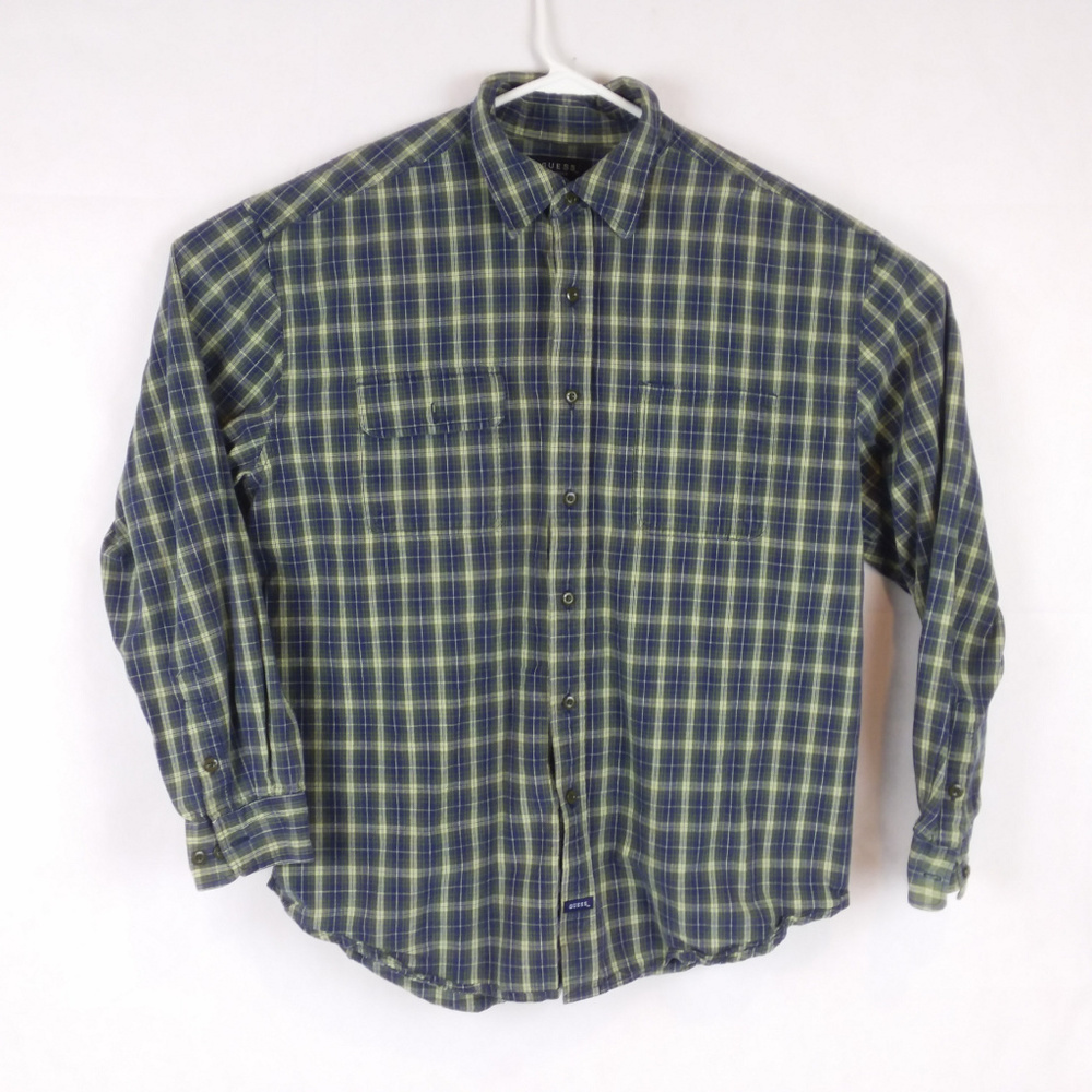 Guess Jeans XL Button Front Plaid Checks Shirt